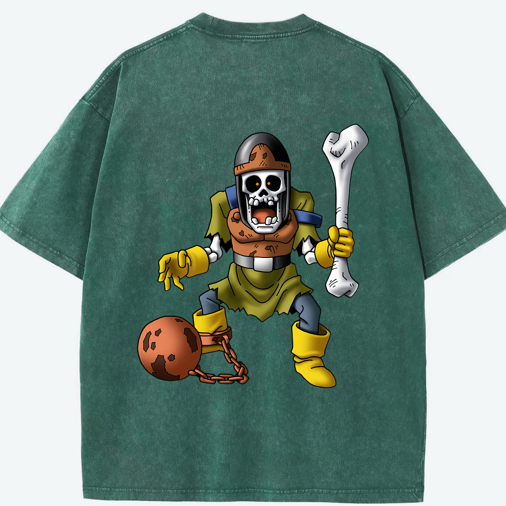 （画像用） ドラゴンクエスト Doragon Kuesuto Dragon Quest 綿100% ヴィンテージ風 半袖Tシャツ（背面プリント）